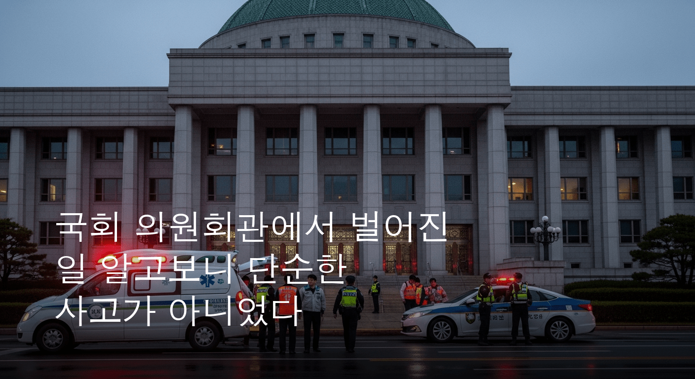 국회 의원회관서 발생한 충격적 추락 사고, 50대 직원 심정지 상태로 이송