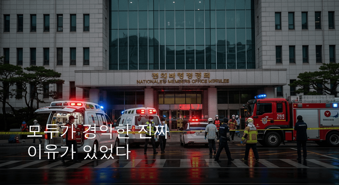 국회 의원회관서 발생한 비극적 추락 사고, 긴급 이송된 직원 생명 위중