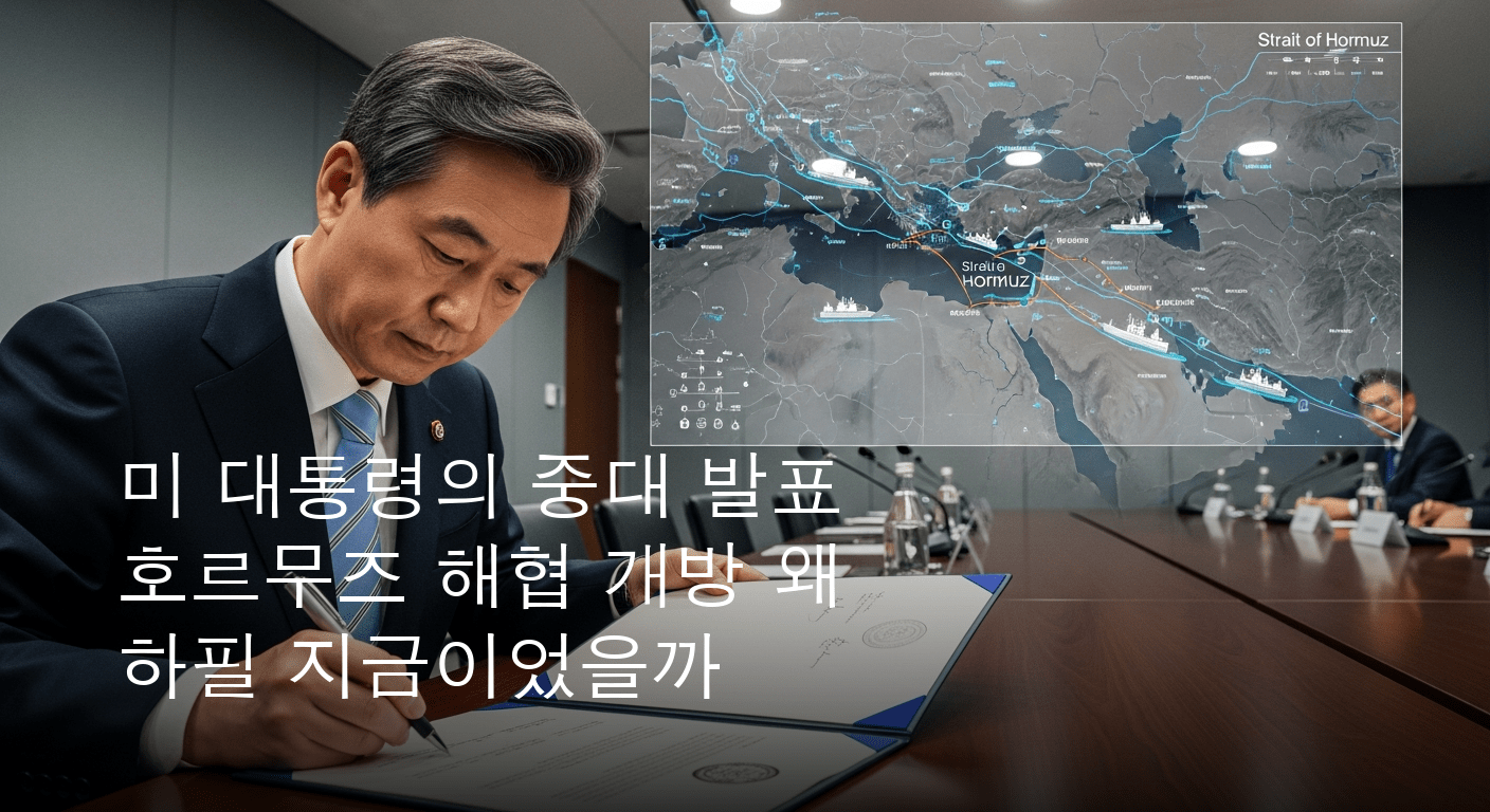 중대 발표 임박: 미국 대통령, 이란 핵 합의 14일 서명 예고하며 호르무즈 해협 개방 천명