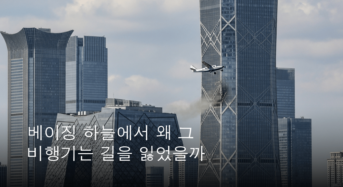베이징 상공에 드리운 충격 초고층 빌딩 경비행기 충돌