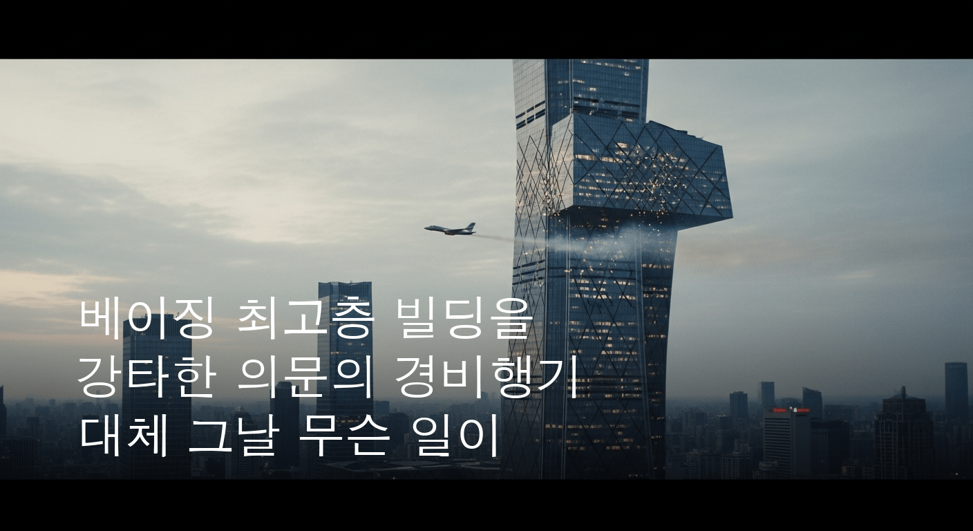베이징 최고층 빌딩 강타한 경비행기 미스터리, 당국의 늦장 발표와 의혹 증폭