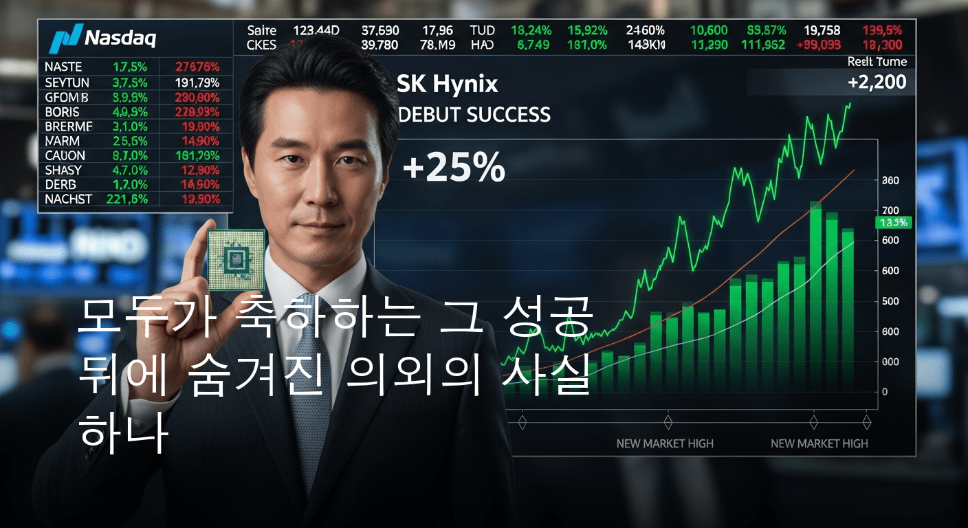 SK하이닉스, 나스닥 데뷔 무대 화려한 성공...글로벌 반도체 시장 새로운 이정표 세웠다