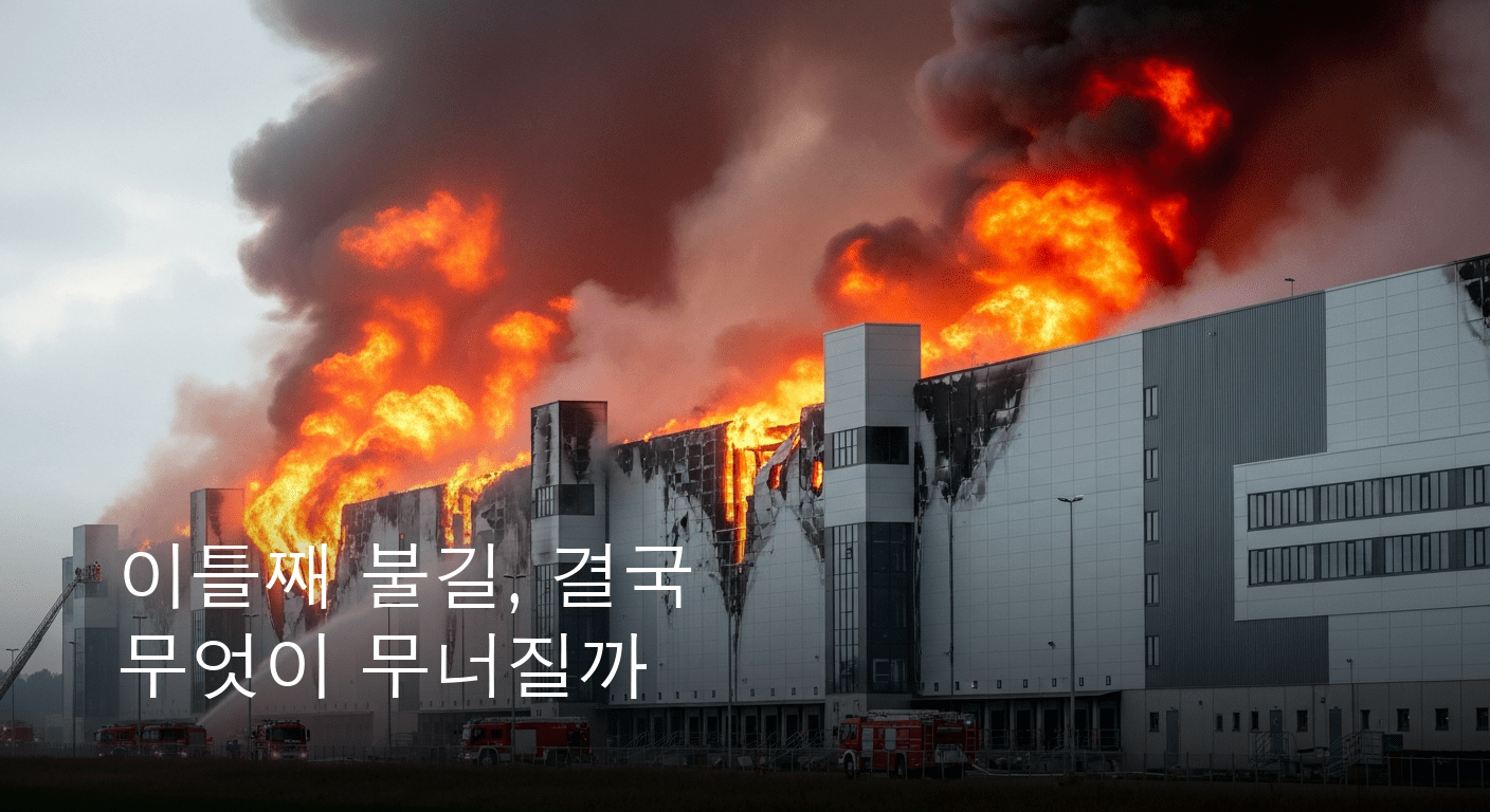 거대한 물류센터, 이틀째 불길 속 구조 붕괴 우려 확산…서해구, 긴급 대피령 발령